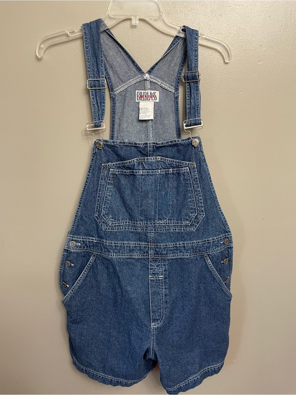 Vintage Bill Blass Large Blue Denim Bib Overalls Shortalls